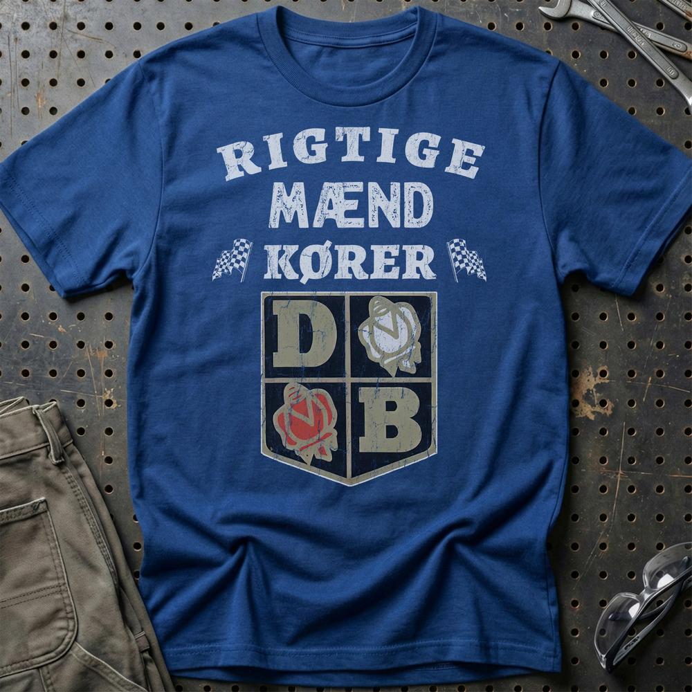 David Brown Rigtige Mænd Kører - Unisex T-Shirt , Bomuld-Beklædning-David Brown-Blå Royal-S-Garage Culture Shop- garage - man cave - merchandise