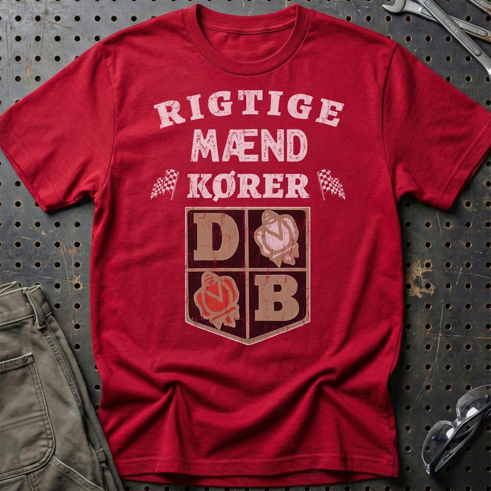 David Brown Rigtige Mænd Kører - Unisex T-Shirt , Bomuld-Beklædning-David Brown-Rød-S-Garage Culture Shop- garage - man cave - merchandise