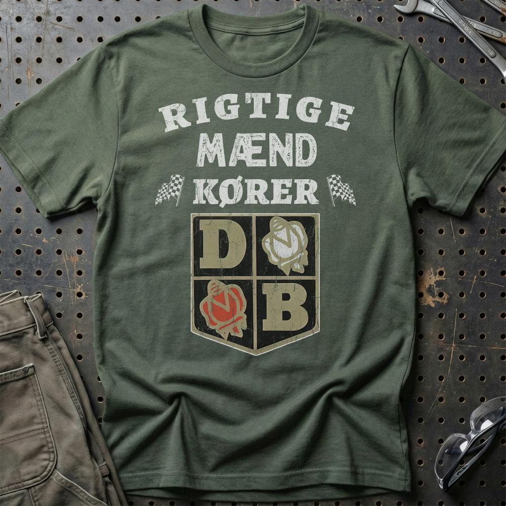 David Brown Rigtige Mænd Kører - Unisex T-Shirt , Bomuld-Beklædning-David Brown-Grøn Militær-S-Garage Culture Shop- garage - man cave - merchandise