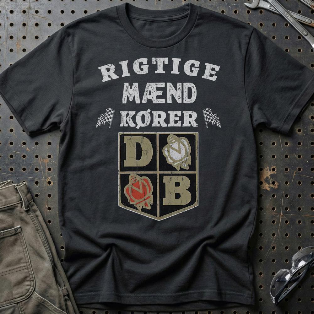 David Brown Rigtige Mænd Kører - Unisex T-Shirt , Bomuld-Beklædning-David Brown-Sort-S-Garage Culture Shop- garage - man cave - merchandise