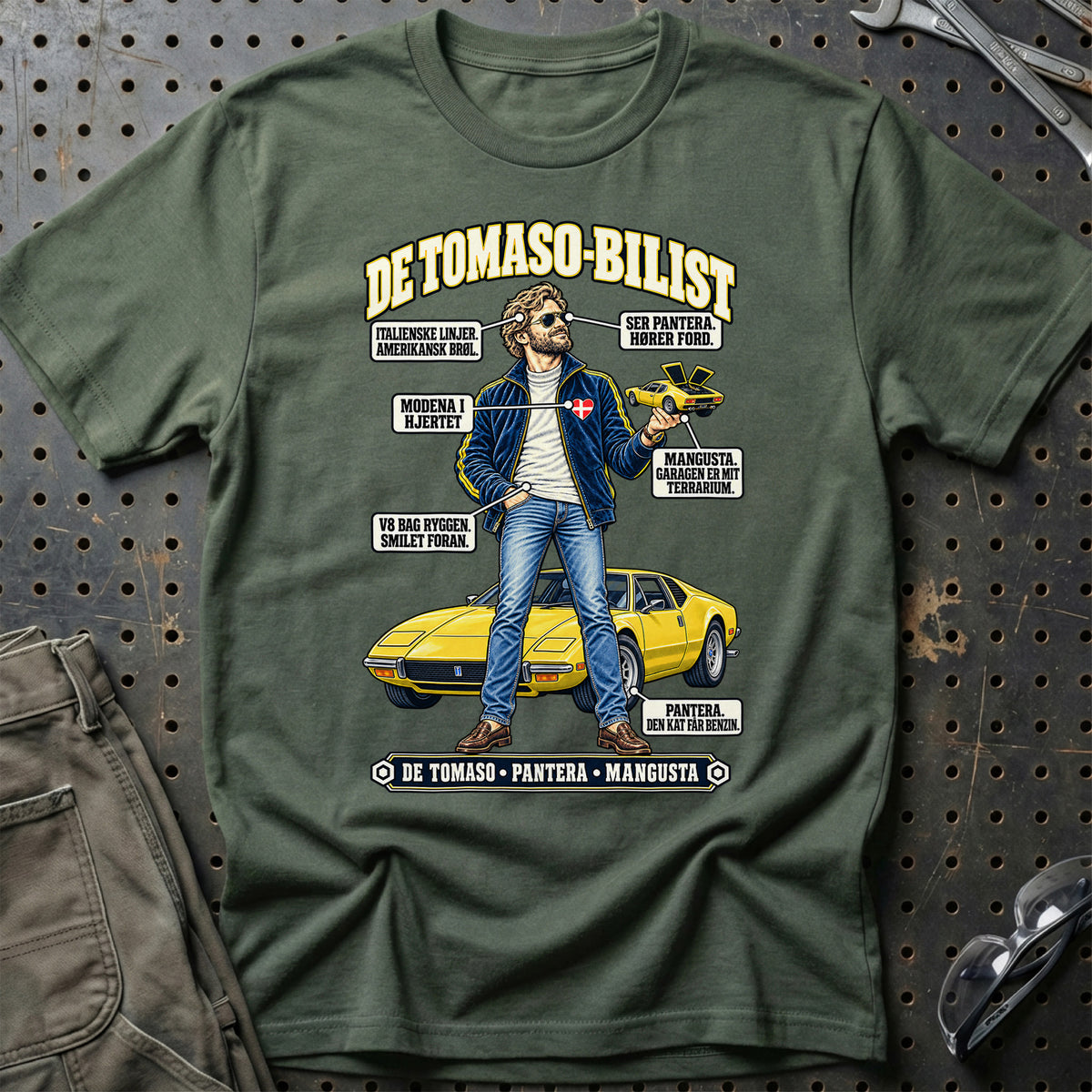 
De Tomaso-Bilist T-Shirt – Grøn Militær