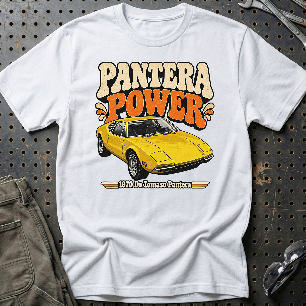 
De Tomaso Pantera 1970 – Pantera Power T-Shirt – Hvid
