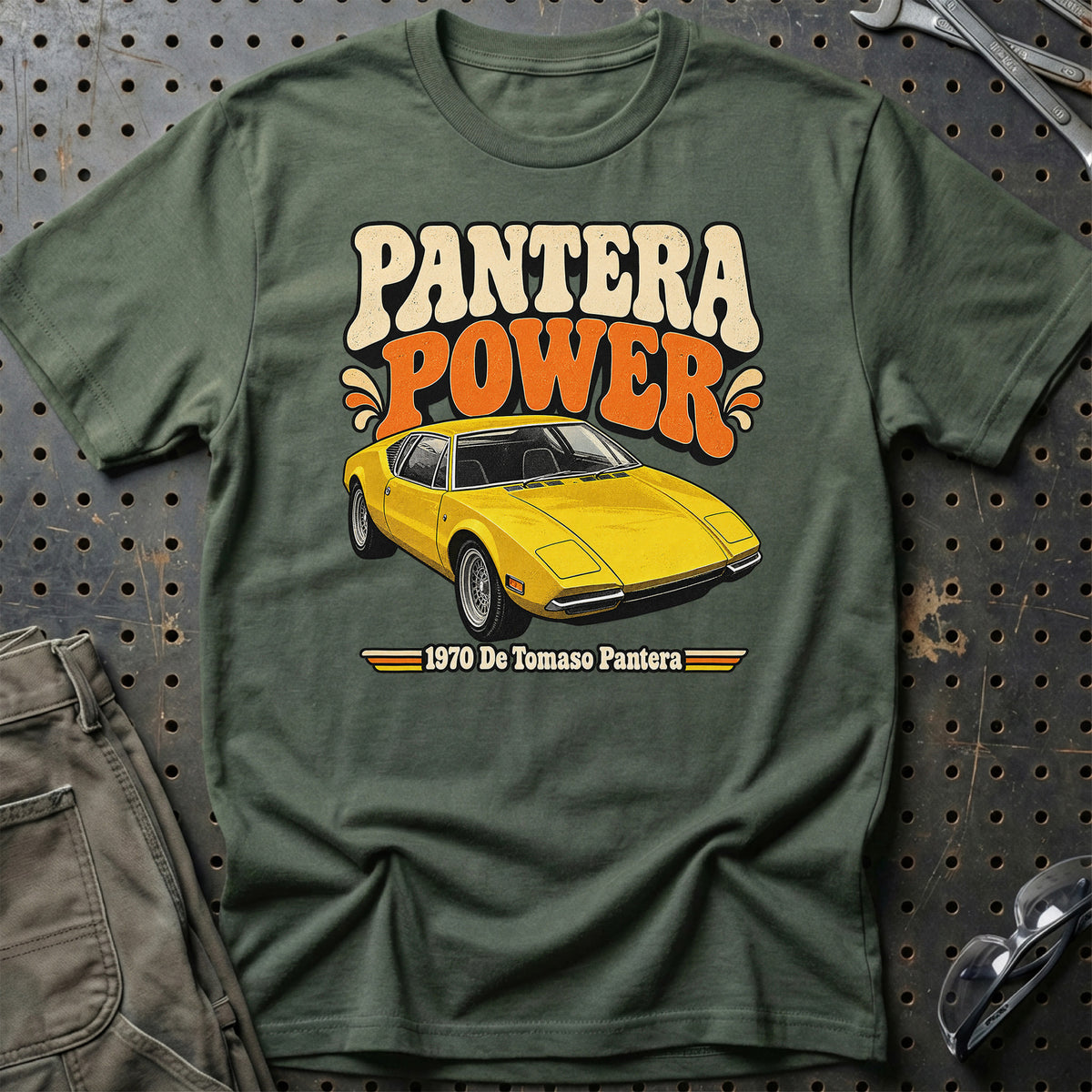 
De Tomaso Pantera 1970 – Pantera Power T-Shirt – Grøn Militær