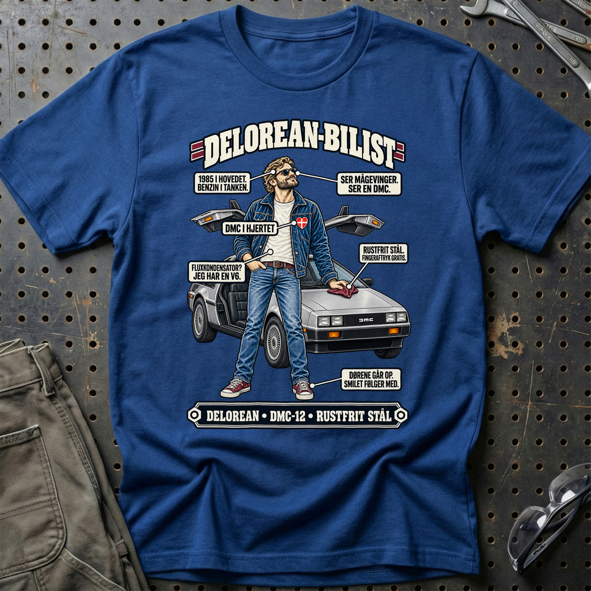 
DeLorean-Bilist T-Shirt – Blå Royal