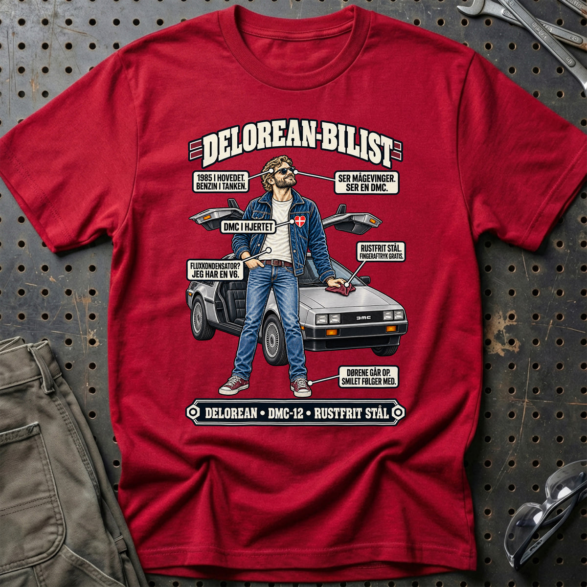 
DeLorean-Bilist T-Shirt – Rød