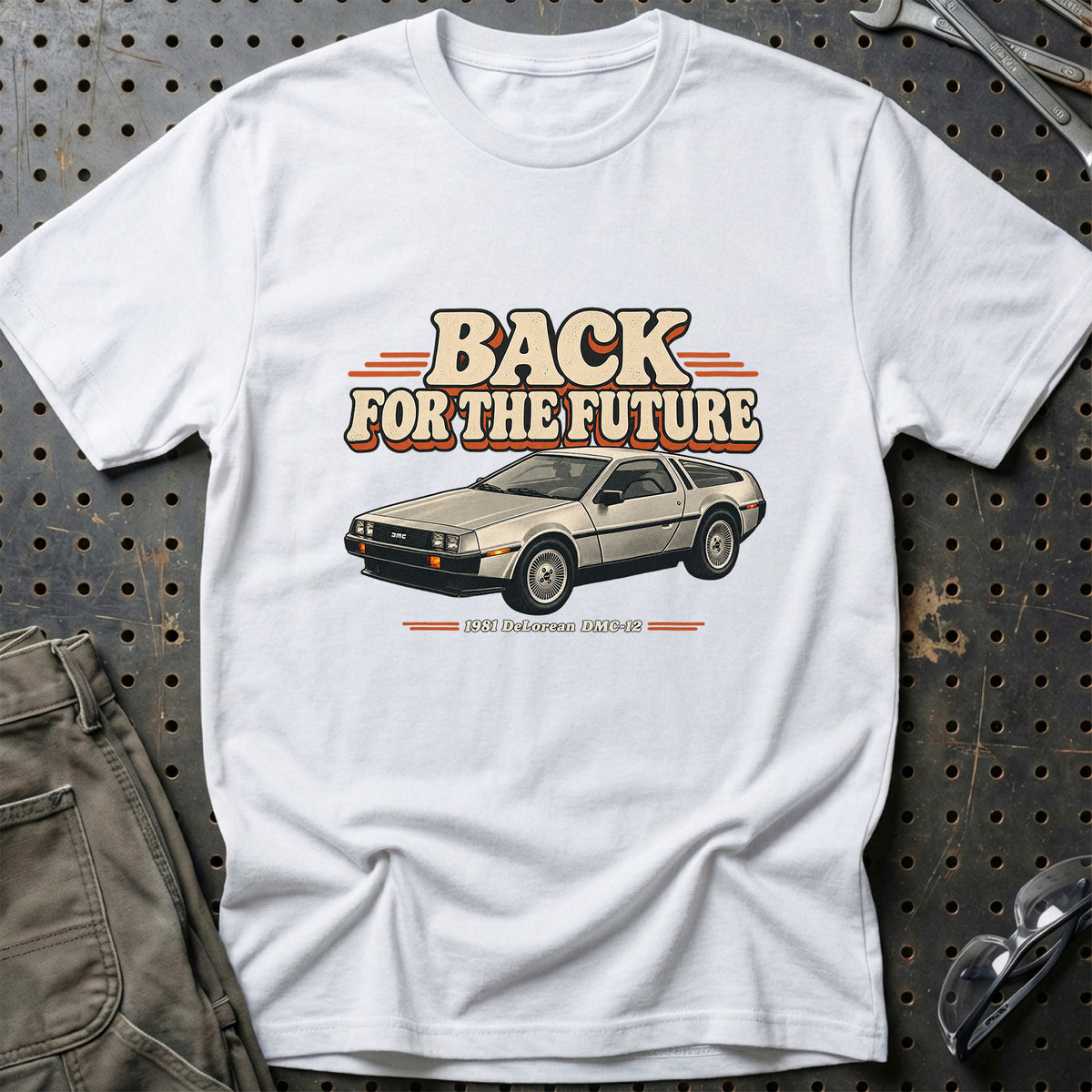 
DeLorean DMC-12 1981 – Back for the Future T-Shirt – Hvid