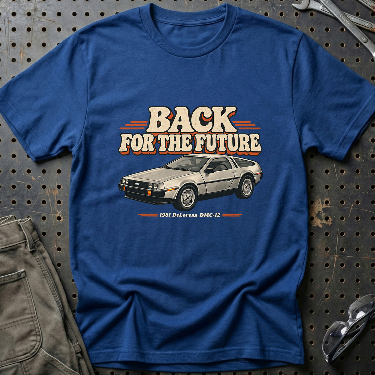 
DeLorean DMC-12 1981 – Back for the Future T-Shirt – Blå Royal