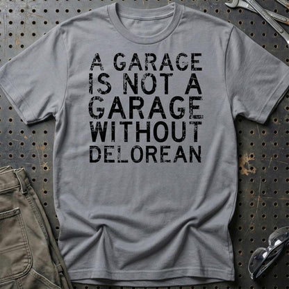 Delorean - A Garage Is Not A Garage Without Delorean - Unisex T-Shirt , Bomuld-Beklædning-DeLorean-Grå Sport-S-Garage Culture Shop- garage - man cave - merchandise