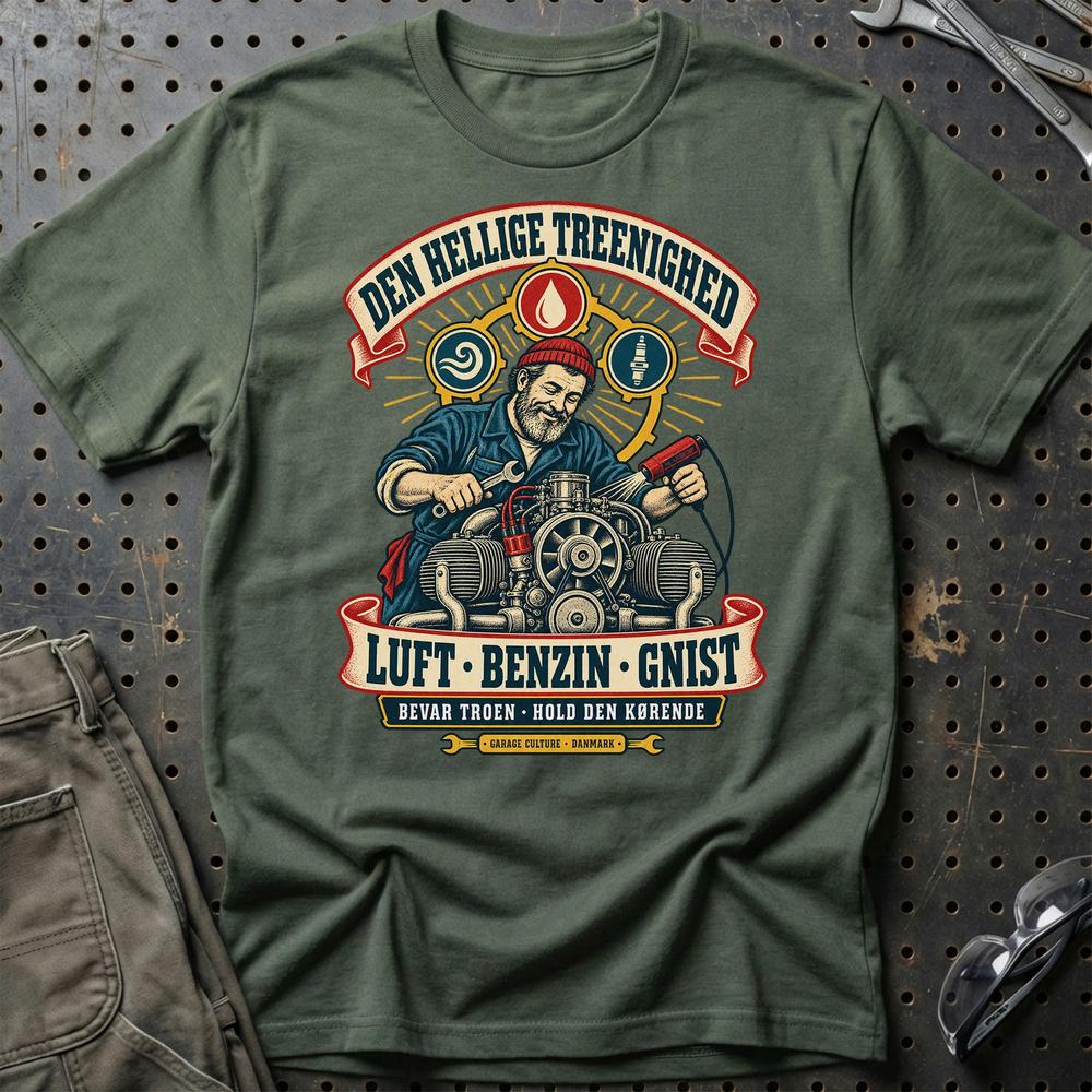 
Produktbillede af Den Hellige Treenighed – Luft, Benzin, Gnist T-Shirt
