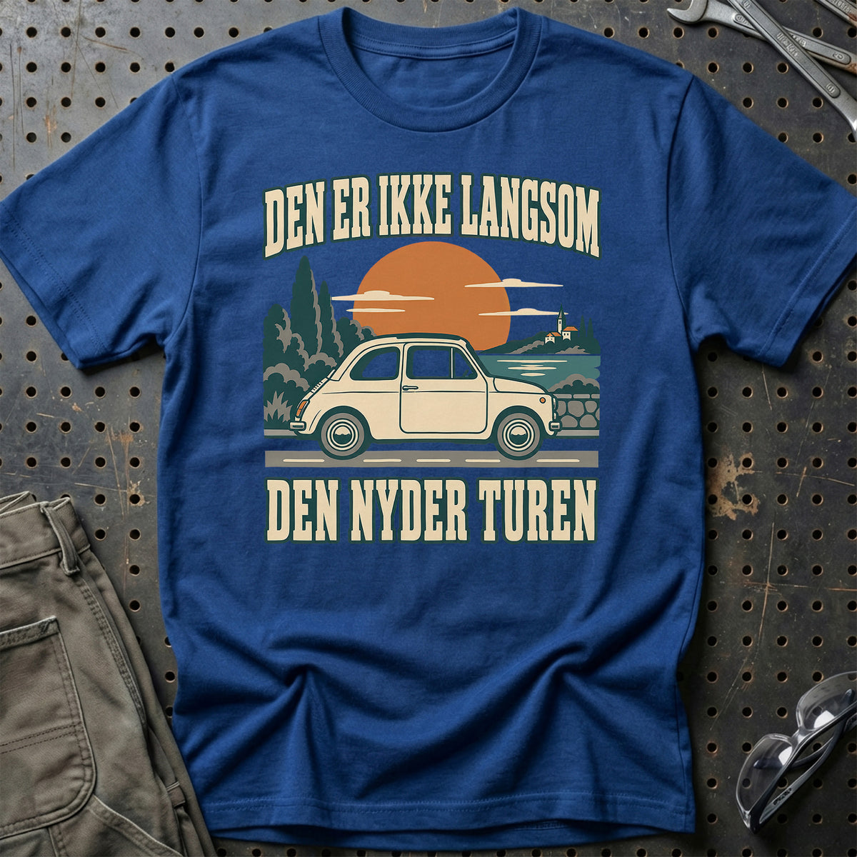 
Den er ikke langsom – Den nyder turen T-Shirt – Blå Royal
