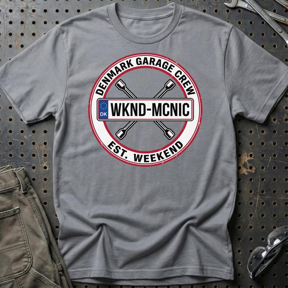 Denmark Garage Crew T-Shirt-Beklædning-Garage Culture-Grå Sport-S-Garage Culture Shop- garage - man cave - merchandise