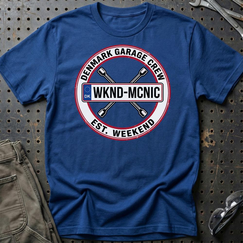 Denmark Garage Crew T-Shirt-Beklædning-Garage Culture-Blå Royal-S-Garage Culture Shop- garage - man cave - merchandise