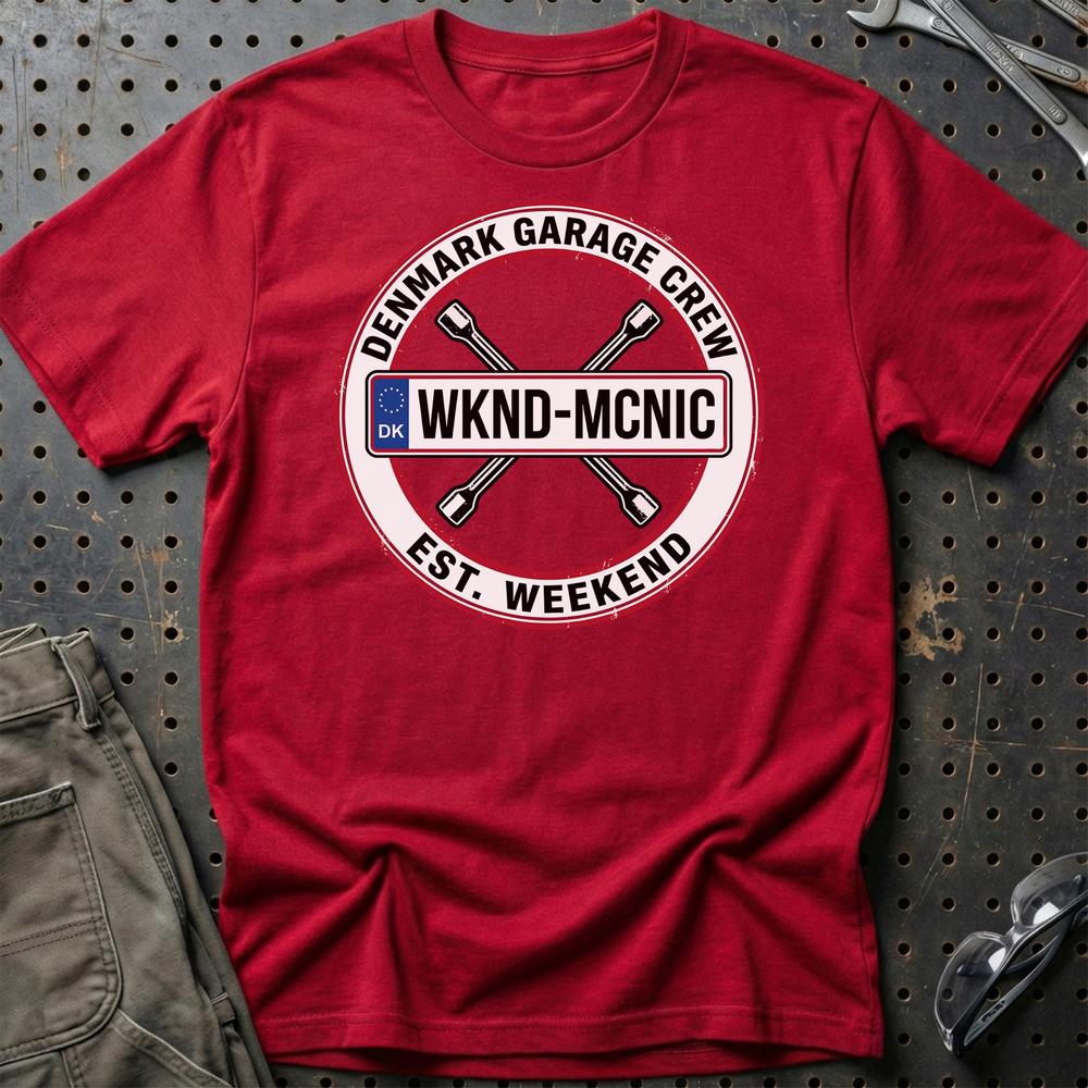 Denmark Garage Crew T-Shirt-Beklædning-Garage Culture-Rød-S-Garage Culture Shop- garage - man cave - merchandise
