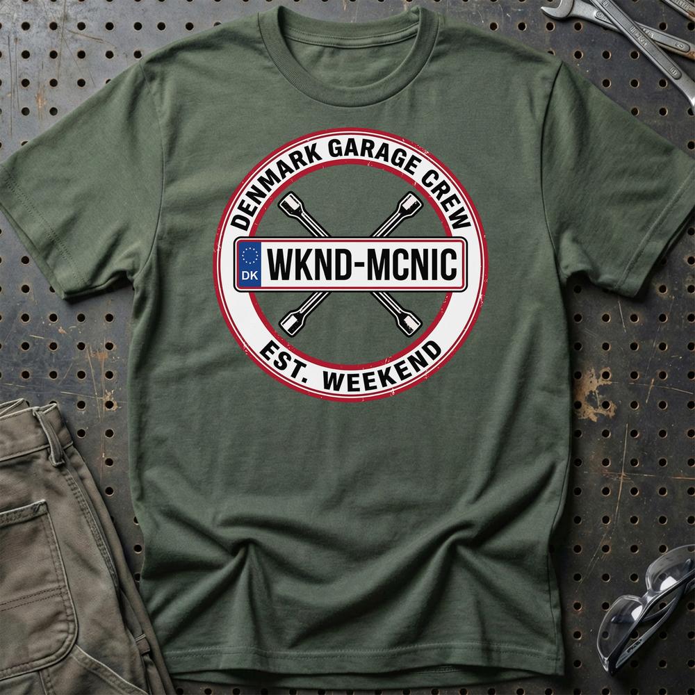 Denmark Garage Crew T-Shirt-Beklædning-Garage Culture-Grøn Militær-S-Garage Culture Shop- garage - man cave - merchandise