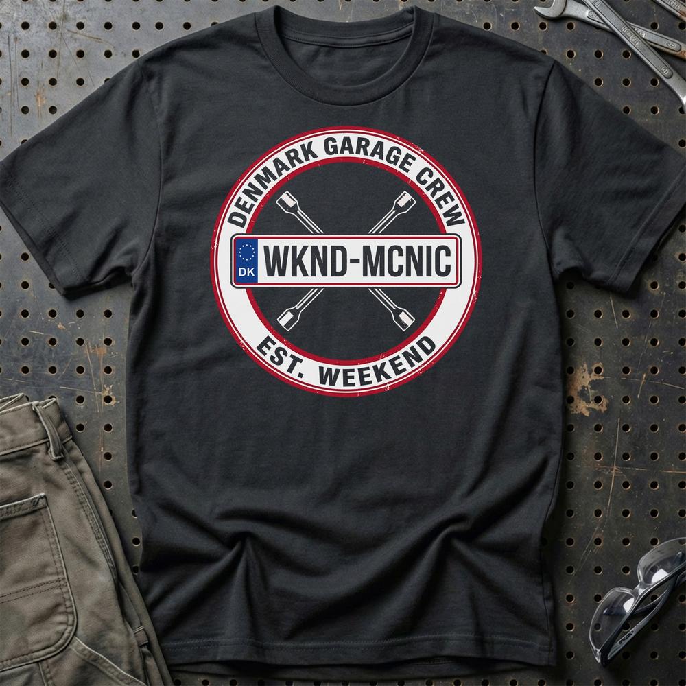 Denmark Garage Crew T-Shirt-Beklædning-Garage Culture-Sort-S-Garage Culture Shop- garage - man cave - merchandise