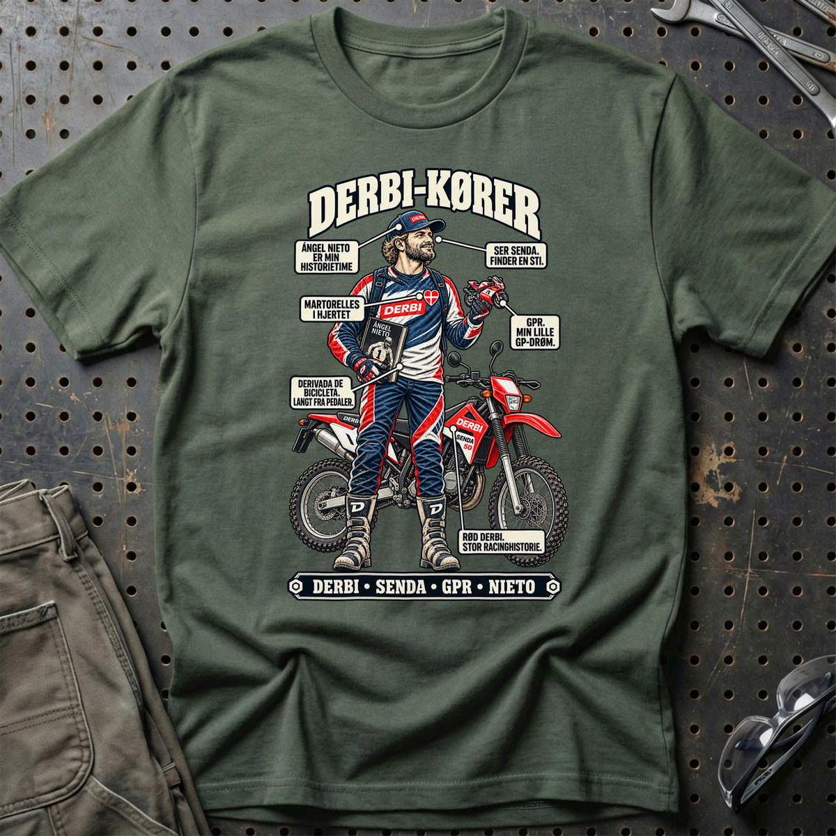 
Derbi-Kører T-Shirt – Grøn Militær