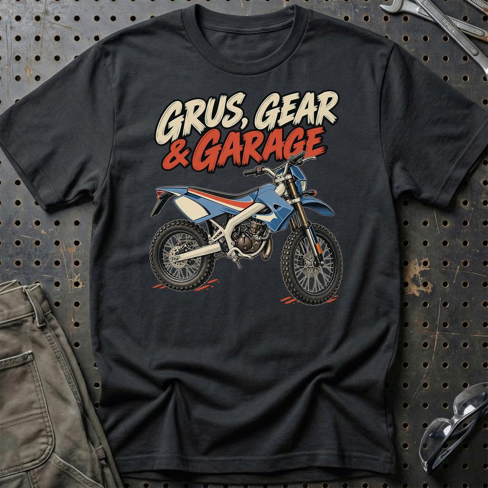 Derbi Senda 50 Trail – Grus, Gear & Garage T-Shirt-Beklædning-Derbi-Sort-S-Garage Culture Shop- garage - man cave - merchandise