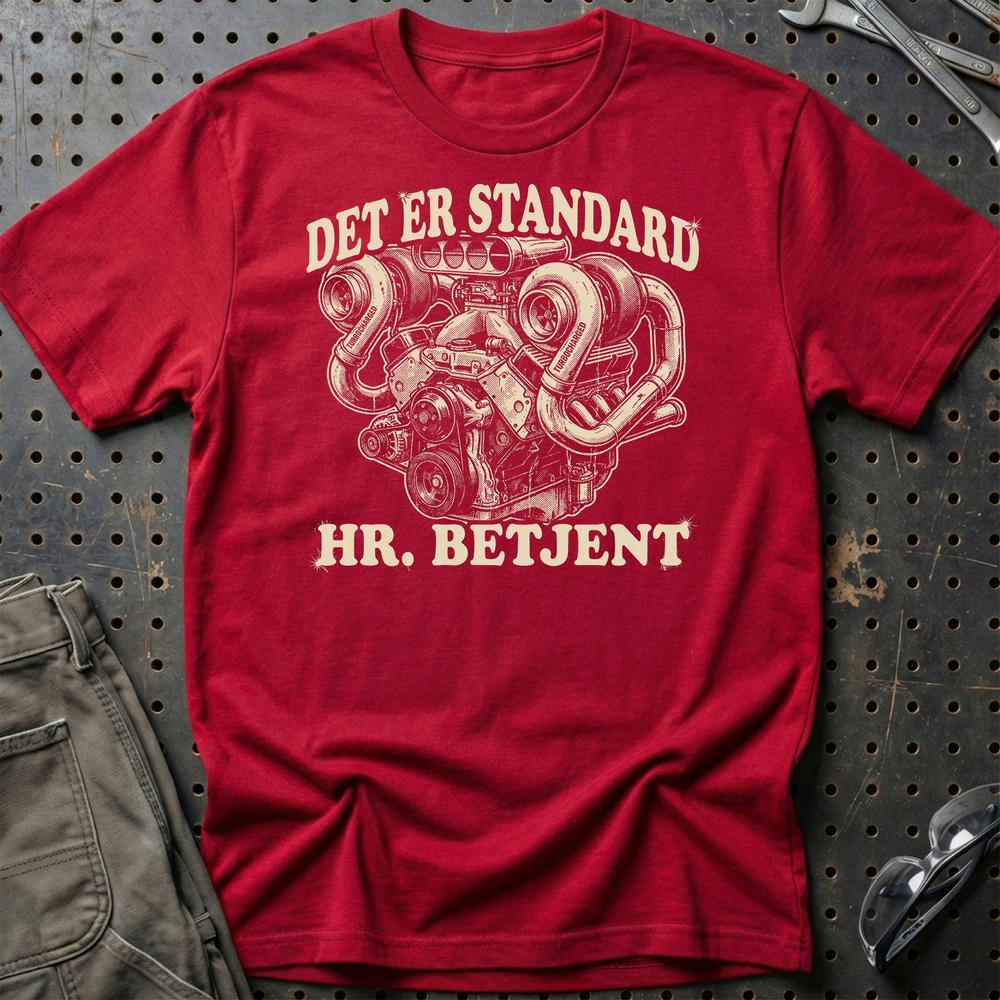 Det Er Standard Hr. Betjent - Unisex T-Shirt , Bomuld-Beklædning-Garage Culture-Rød-S-Garage Culture Shop- garage - man cave - merchandise