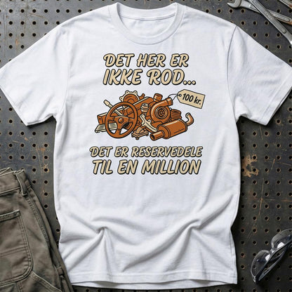 Det Her Er Ikke Rod Reservedels - Unisex T-Shirt , Bomuld-Beklædning-Garage Culture-Hvid-S-Garage Culture Shop- garage - man cave - merchandise