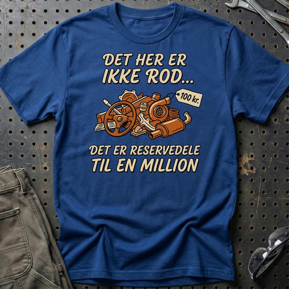 Det Her Er Ikke Rod Reservedels - Unisex T-Shirt , Bomuld-Beklædning-Garage Culture-Blå Royal-S-Garage Culture Shop- garage - man cave - merchandise