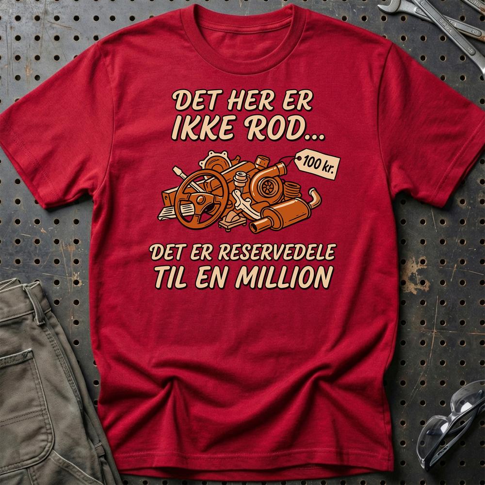 Det Her Er Ikke Rod Reservedels - Unisex T-Shirt , Bomuld-Beklædning-Garage Culture-Rød-S-Garage Culture Shop- garage - man cave - merchandise