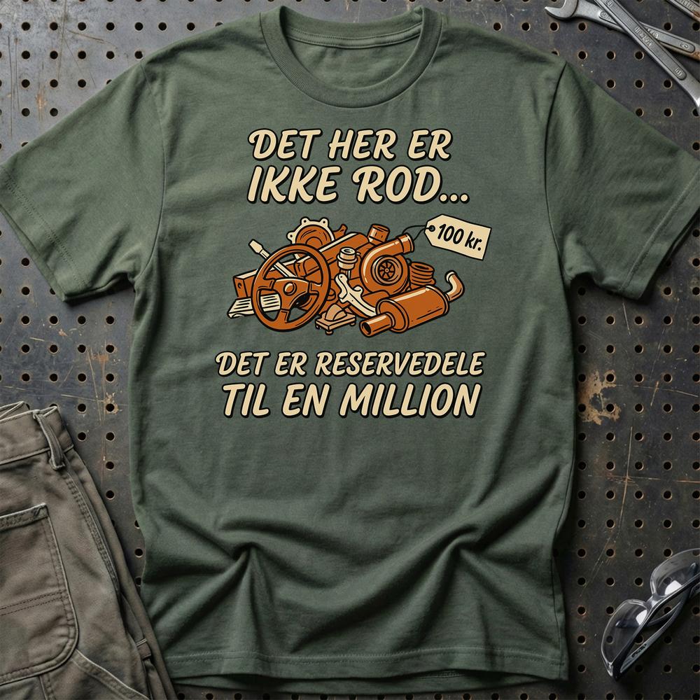Det Her Er Ikke Rod Reservedels - Unisex T-Shirt , Bomuld-Beklædning-Garage Culture-Grøn Militær-S-Garage Culture Shop- garage - man cave - merchandise