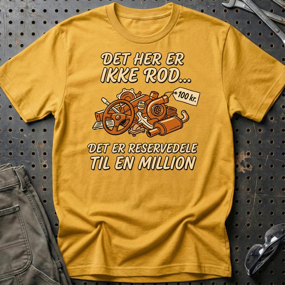 Det Her Er Ikke Rod Reservedels - Unisex T-Shirt , Bomuld-Beklædning-Garage Culture-Guld-S-Garage Culture Shop- garage - man cave - merchandise