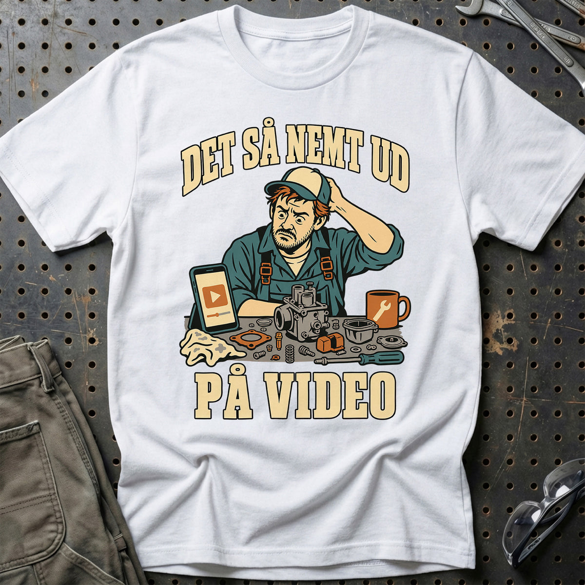
Det så nemt ud – På video T-Shirt – Hvid