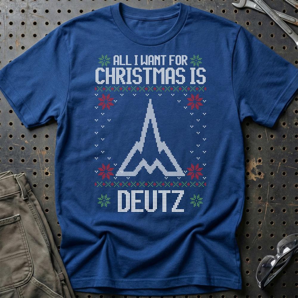 Deutz - All I Want For Christmas T-Shirt-Beklædning-Deutz-Blå Royal-S-Garage Culture Shop- garage - man cave - merchandise
