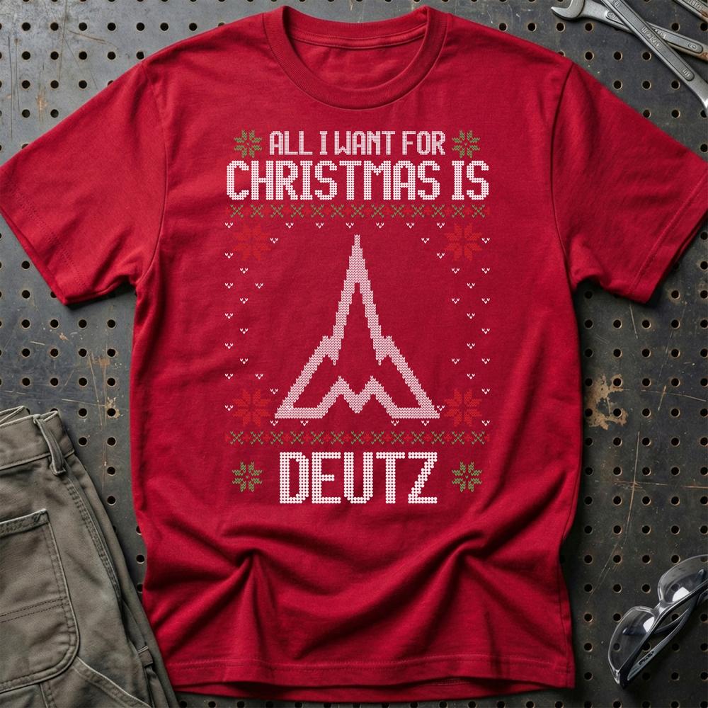 Deutz - All I Want For Christmas T-Shirt-Beklædning-Deutz-Rød-S-Garage Culture Shop- garage - man cave - merchandise