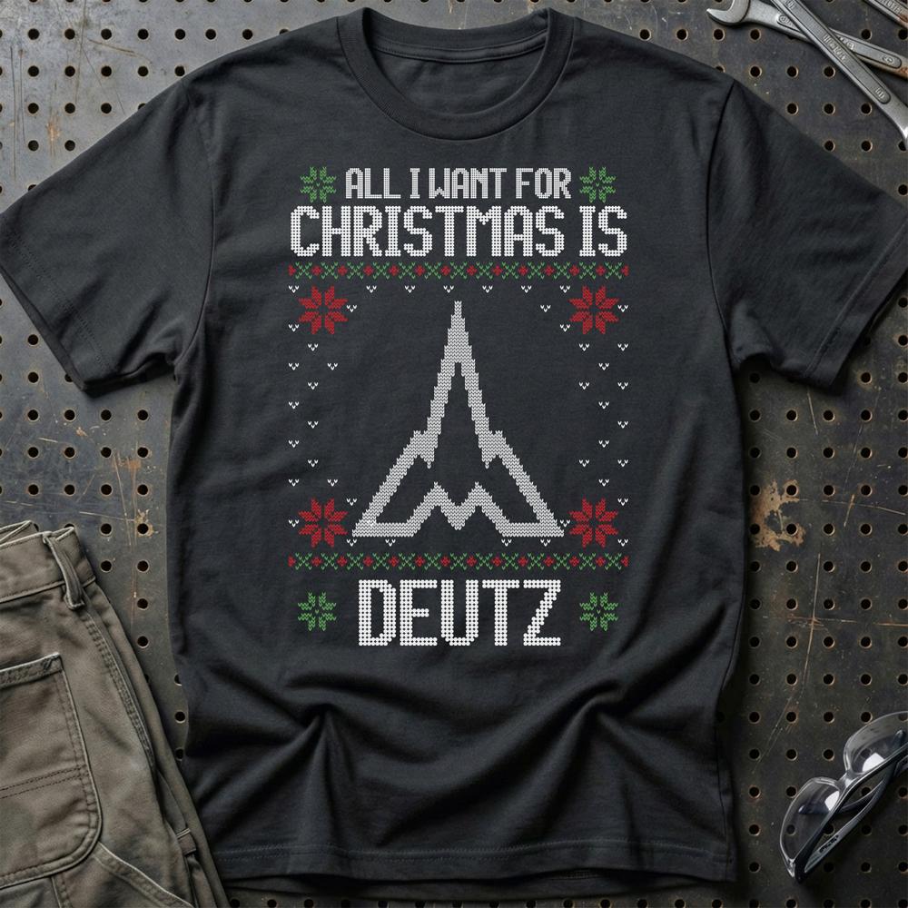 Deutz - All I Want For Christmas T-Shirt-Beklædning-Deutz-Sort-S-Garage Culture Shop- garage - man cave - merchandise