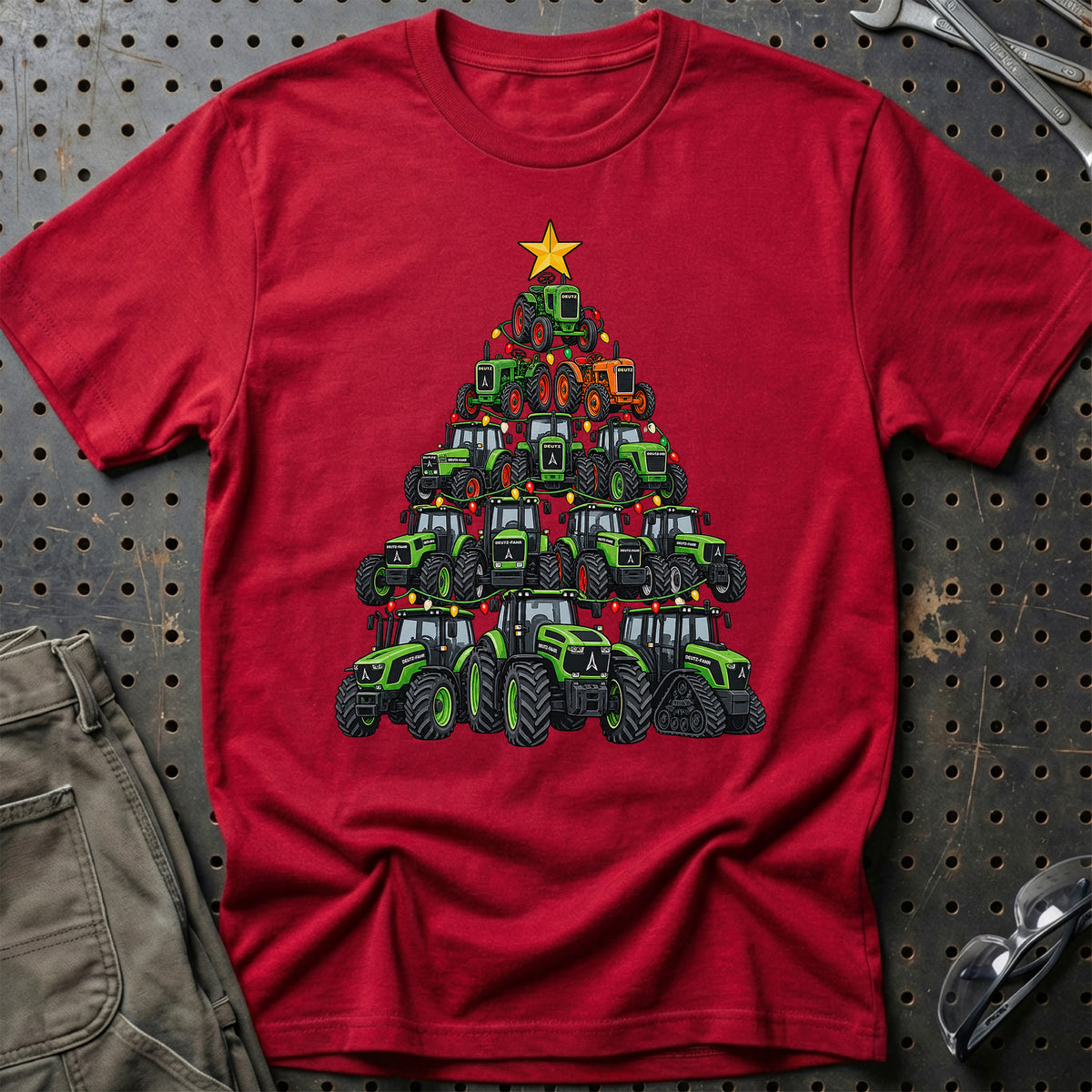 Deutz-Fahr Juletræ T-Shirt-Beklædning-Deutz-Fahr-Rød-S-Garage Culture Shop- garage - man cave - merchandise