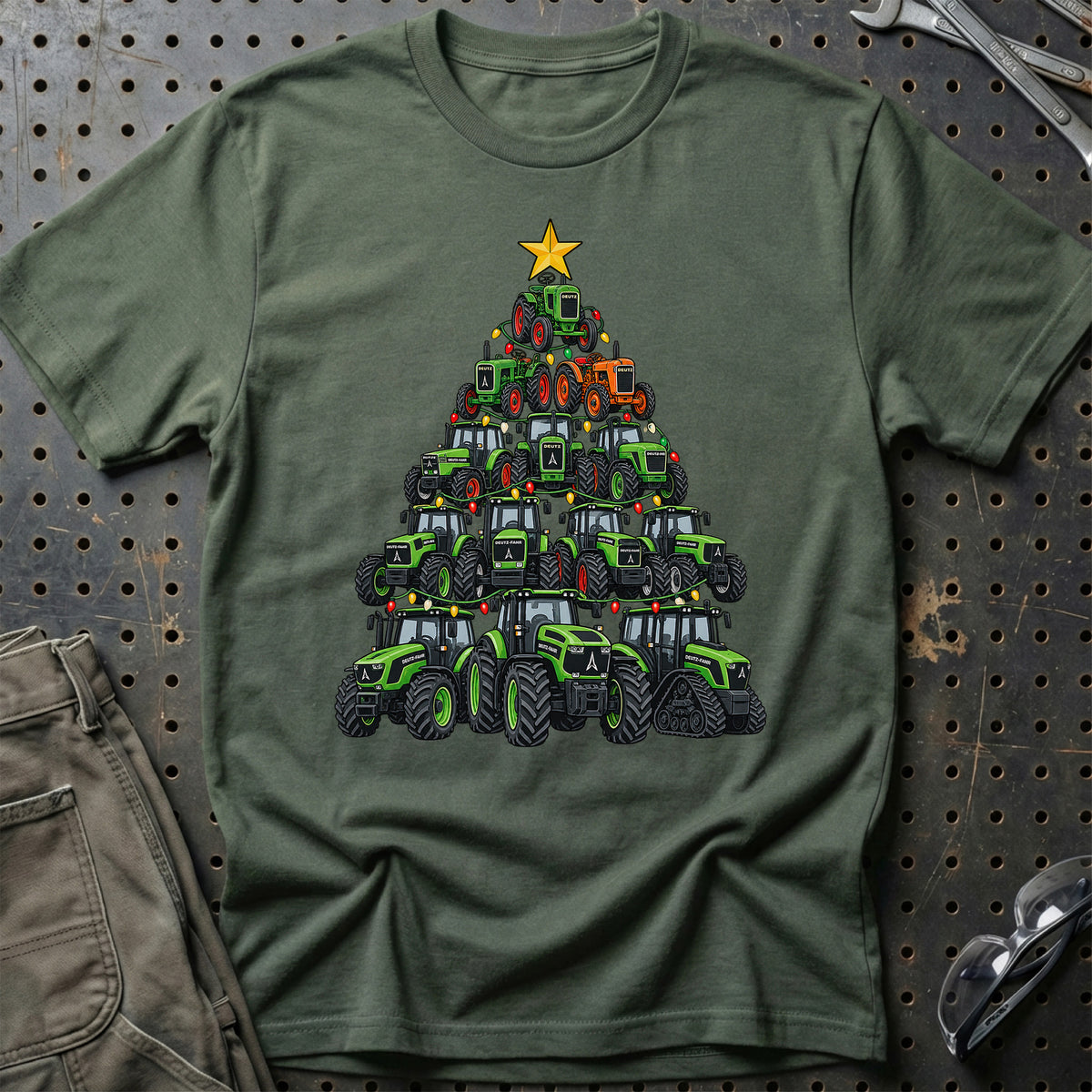Deutz-Fahr Juletræ T-Shirt-Beklædning-Deutz-Fahr-Grøn Militær-S-Garage Culture Shop- garage - man cave - merchandise