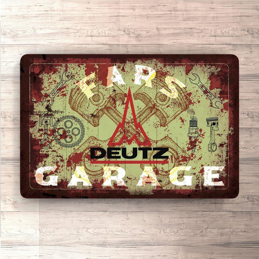 Deutz Fars Garage Vintage Skilte, Musemåtte, Dørmåtte , Plakat-Skilte-Deutz-Garage Culture Shop- garage - man cave - merchandise