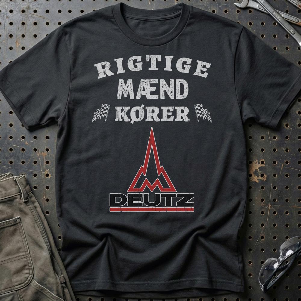 Deutz Rigtige Mænd Kører - Unisex T-Shirt , Bomuld-Beklædning-Deutz-Sort-S-Garage Culture Shop- garage - man cave - merchandise