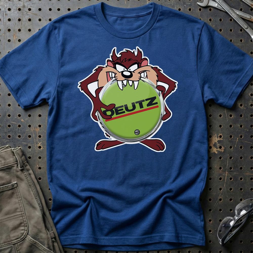 Deutz TAZ Unisex T-Shirt , Bomuld-Beklædning-Deutz-Blå Royal-S-Garage Culture Shop- garage - man cave - merchandise