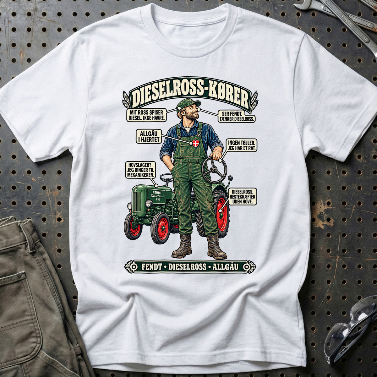 
Dieselross-Kører T-Shirt – Hvid