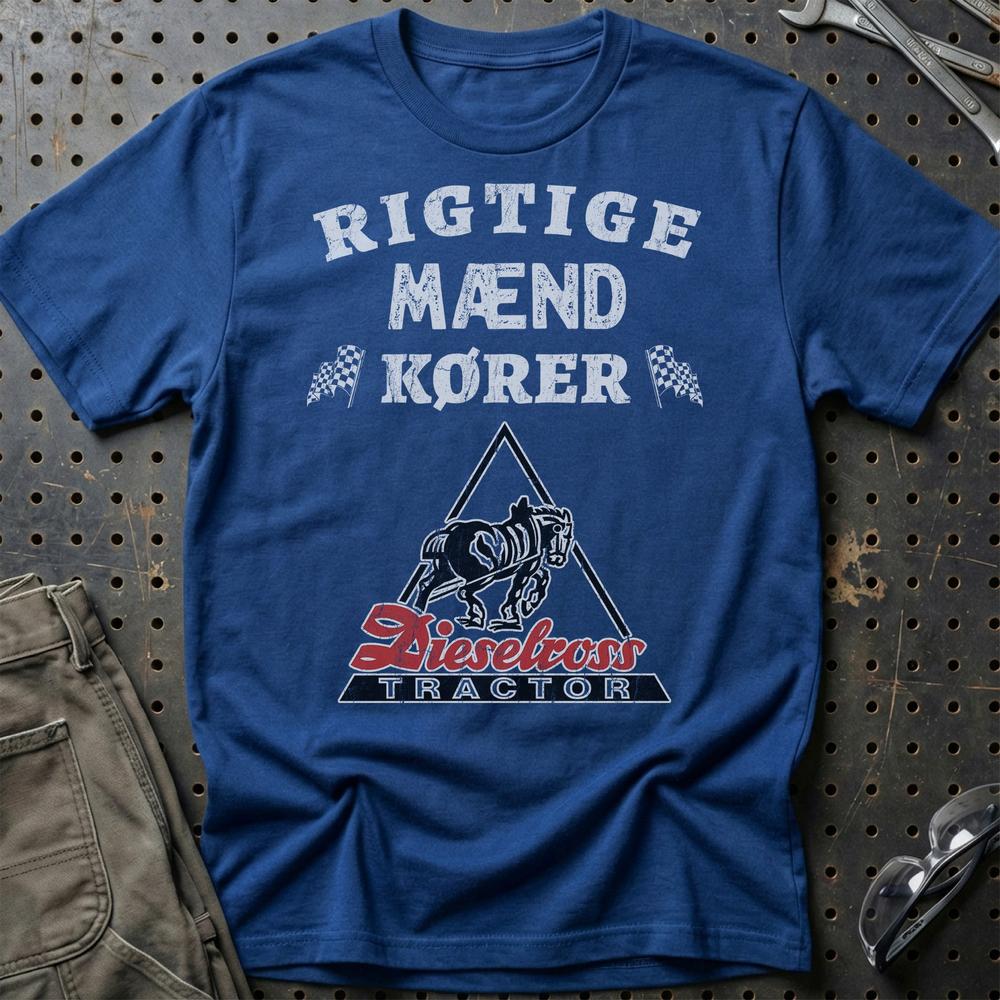Dieselross Rigtige Mænd Kører T-Shirt-Beklædning-Dieselross-Blå Royal-S-Garage Culture Shop- garage - man cave - merchandise
