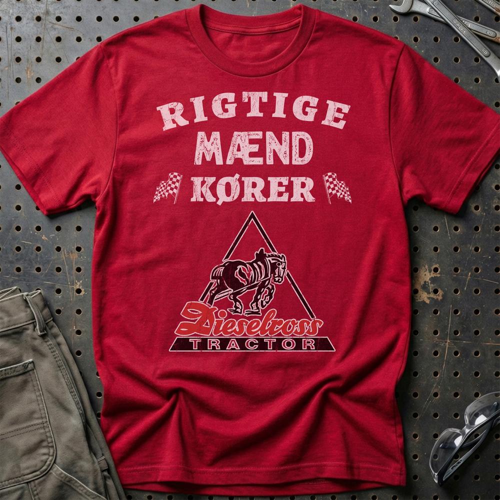 Dieselross Rigtige Mænd Kører T-Shirt-Beklædning-Dieselross-Rød-S-Garage Culture Shop- garage - man cave - merchandise