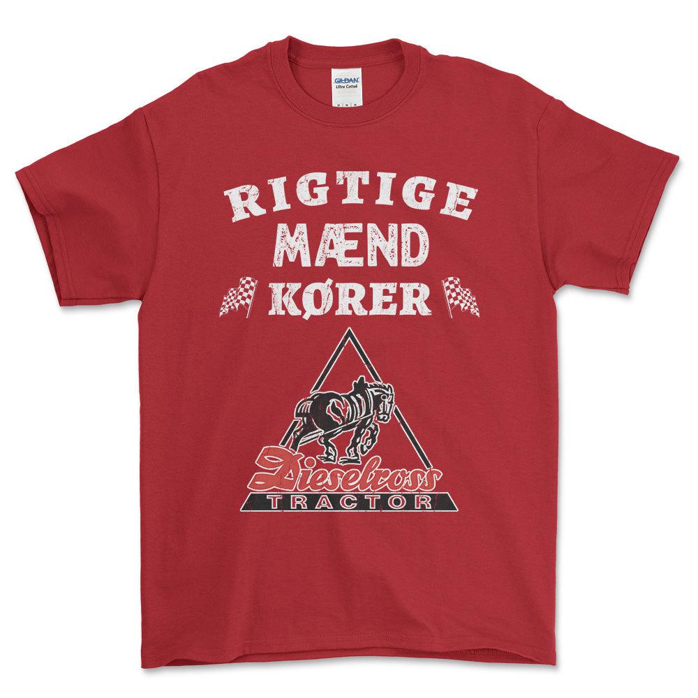 Dieselross Rigtige Mænd Kører - Unisex T-Shirt , Bomuld-Beklædning-Dieselross-Rød-S-Forside-Garage Culture Shop- garage - man cave - merchandise
