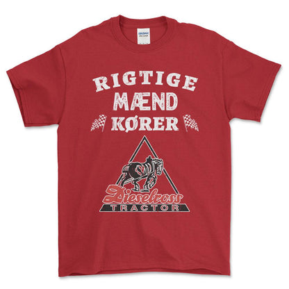 Dieselross Rigtige Mænd Kører - Unisex T-Shirt , Bomuld-Beklædning-Dieselross-Rød-S-Forside-Garage Culture Shop- garage - man cave - merchandise