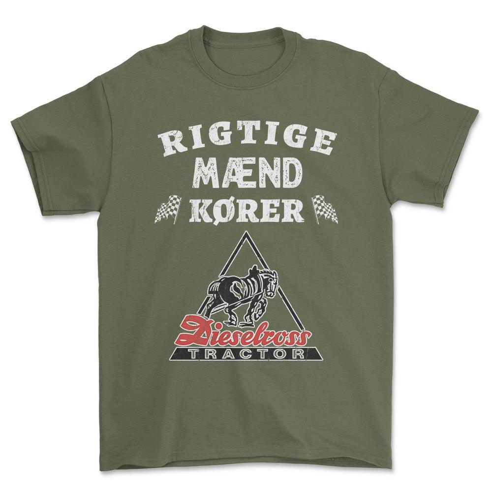 Dieselross Rigtige Mænd Kører - Unisex T-Shirt , Bomuld-Beklædning-Dieselross-Grøn Militær-S-Forside-Garage Culture Shop- garage - man cave - merchandise