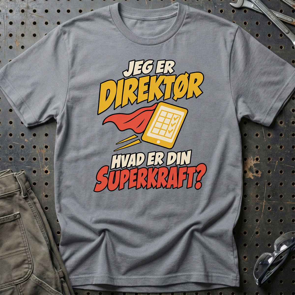 
Direktør – Hvad er din superkraft? – Unisex T-Shirt – Grå Sport