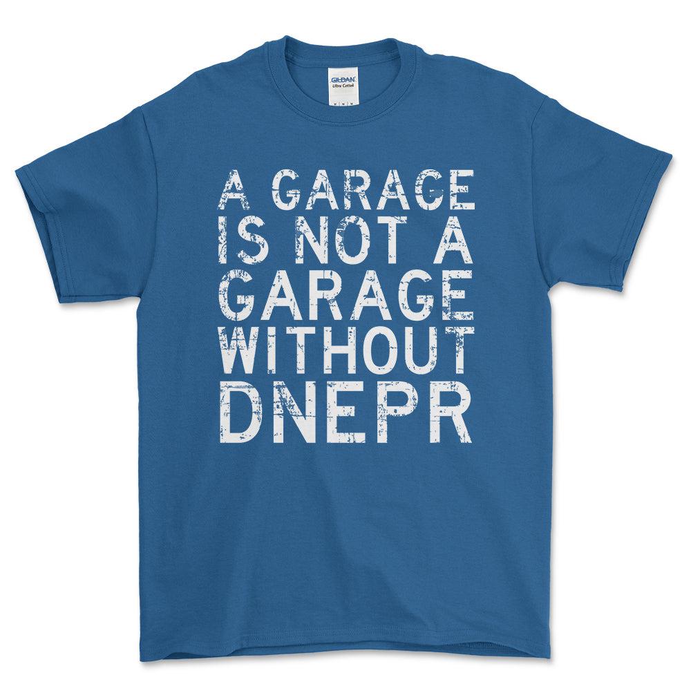 Dnepr - A Garage Is Not A Garage Without Dnepr - Unisex T-Shirt , Bomuld-Beklædning-Dnepr-Blå Royal-S-Forside-Garage Culture Shop- garage - man cave - merchandise