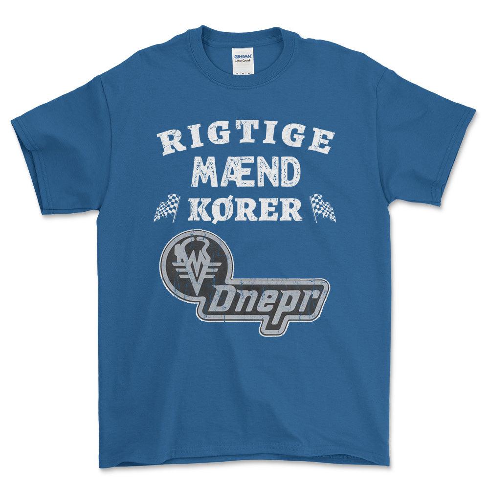 Dnepr Rigtige Mænd Kører - Unisex T-Shirt , Bomuld-Beklædning-Dnepr-Blå Royal-S-Forside-Garage Culture Shop- garage - man cave - merchandise