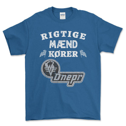 Dnepr Rigtige Mænd Kører - Unisex T-Shirt , Bomuld-Beklædning-Dnepr-Blå Royal-S-Forside-Garage Culture Shop- garage - man cave - merchandise