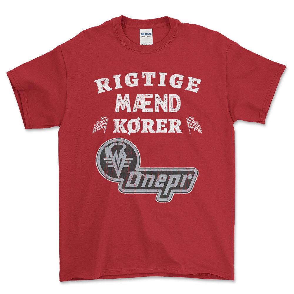 Dnepr Rigtige Mænd Kører - Unisex T-Shirt , Bomuld-Beklædning-Dnepr-Rød-S-Forside-Garage Culture Shop- garage - man cave - merchandise