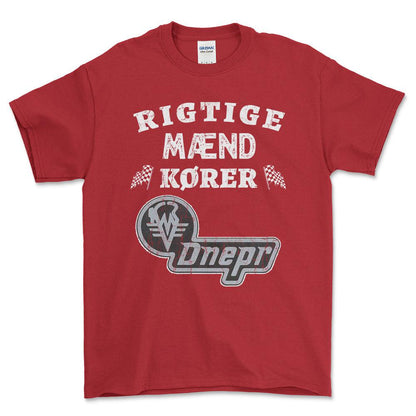 Dnepr Rigtige Mænd Kører - Unisex T-Shirt , Bomuld-Beklædning-Dnepr-Rød-S-Forside-Garage Culture Shop- garage - man cave - merchandise