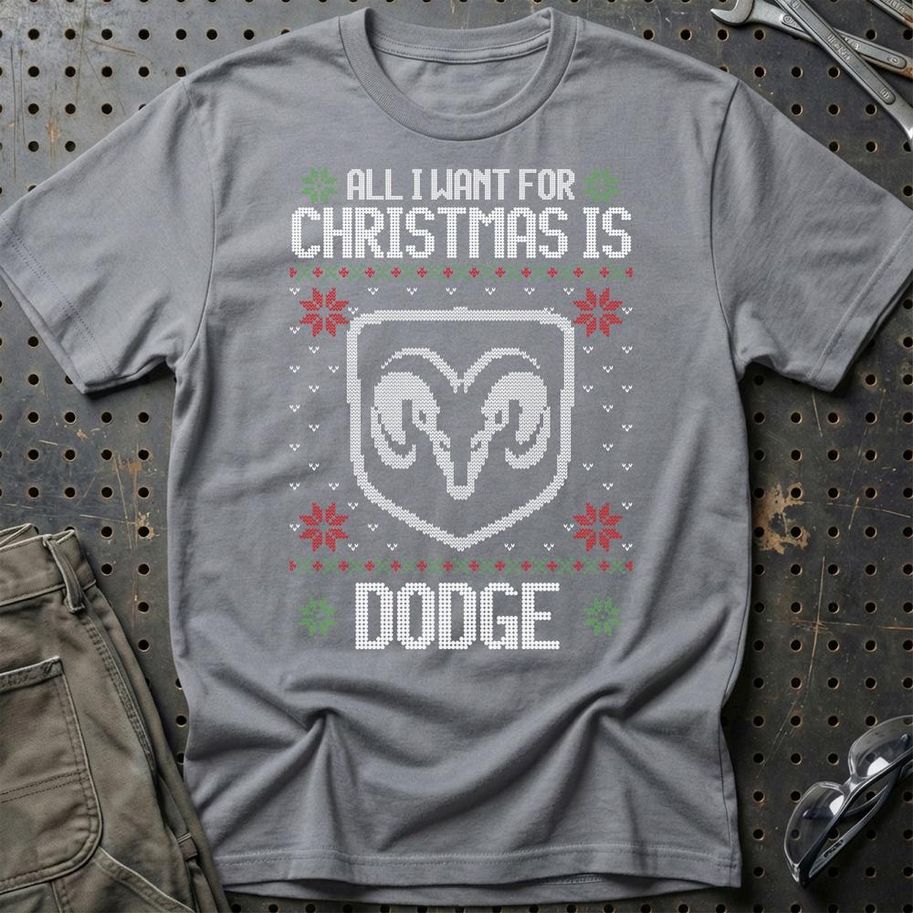 Dodge - All I Want For Christmas T-Shirt-Beklædning-Dodge-Grå Sport-S-Garage Culture Shop- garage - man cave - merchandise