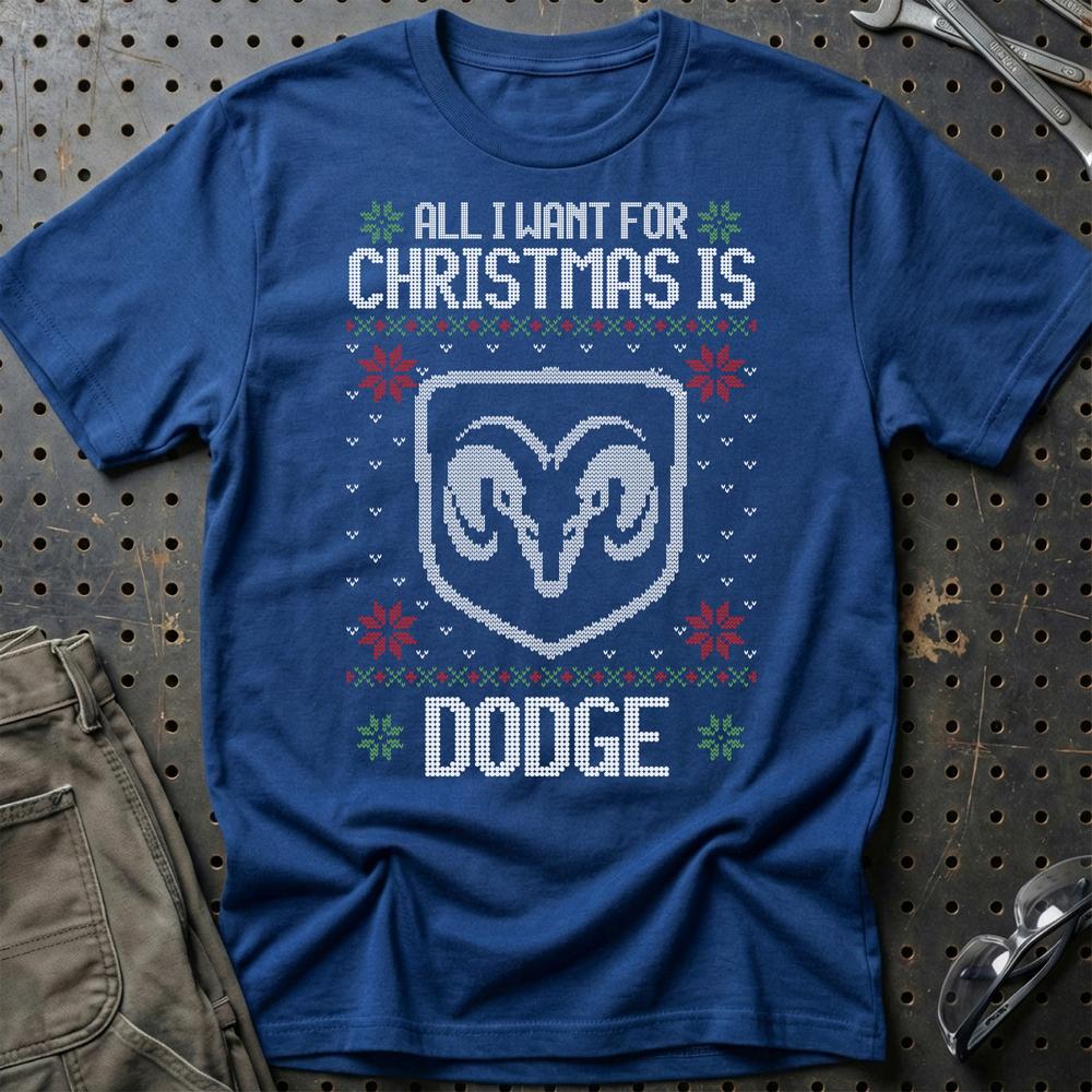 Dodge - All I Want For Christmas T-Shirt-Beklædning-Dodge-Blå Royal-S-Garage Culture Shop- garage - man cave - merchandise